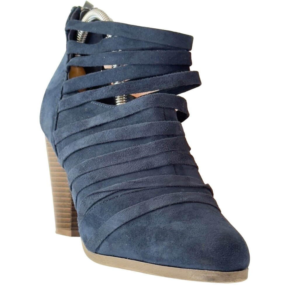 Women's Shoes NEW EDITION Blue Faux Suede Ankle Bootie Heels Size 9